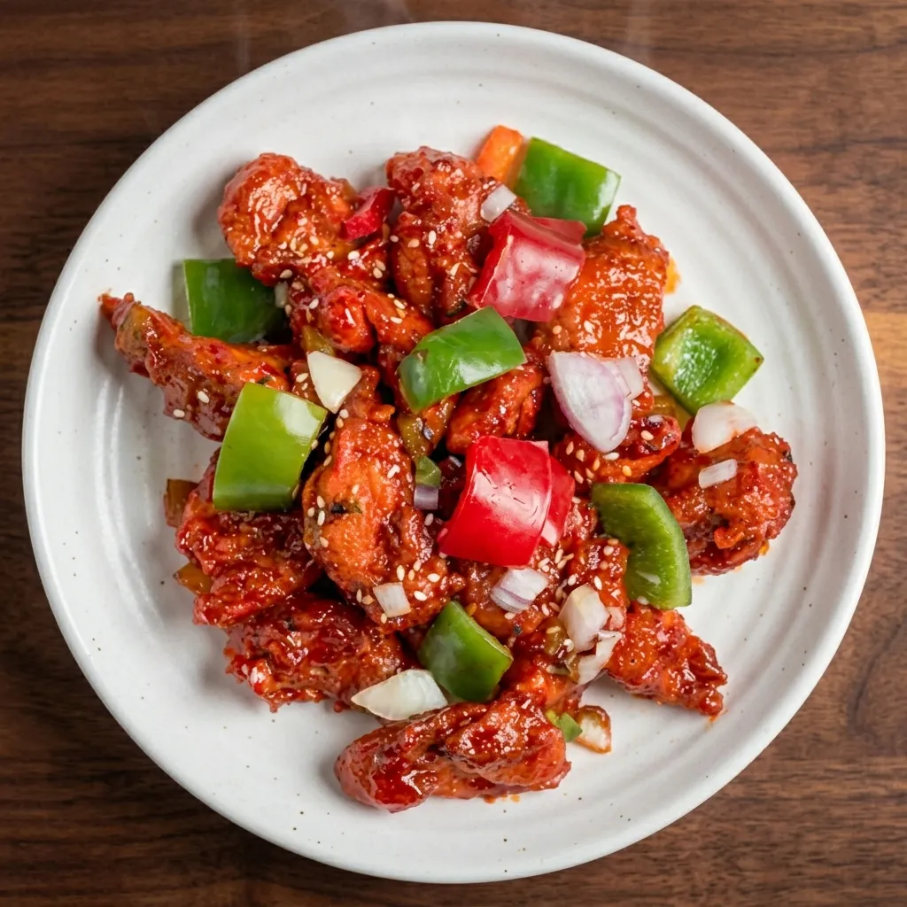 Chilli chicken starter with fresh salad at Spicy Mahal in northeast Edmonton